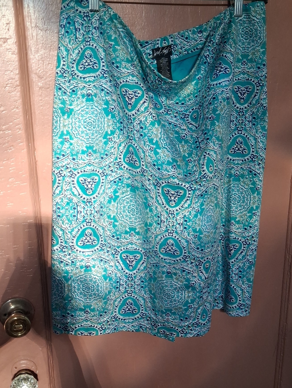 Lord & Taylor Turquoise and Teal Printed mini Skirt